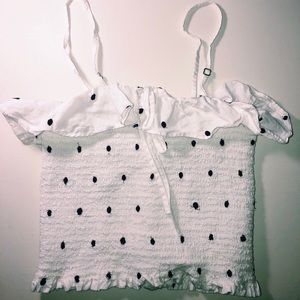 white polka dot sleeveless top